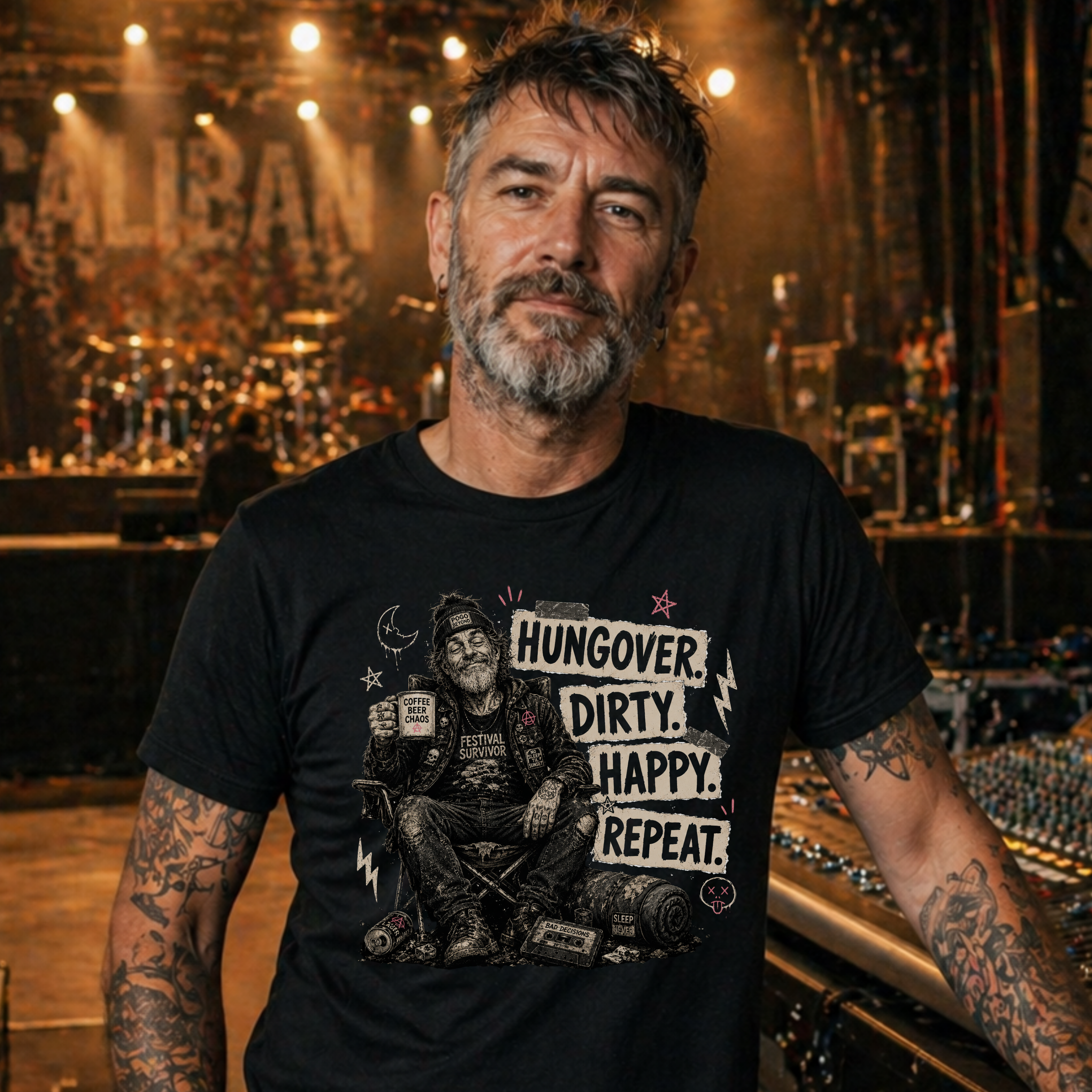 HUNGOVER. DIRTY. HAPPY. REPEAT. - Heavy Cotton T-Shirt