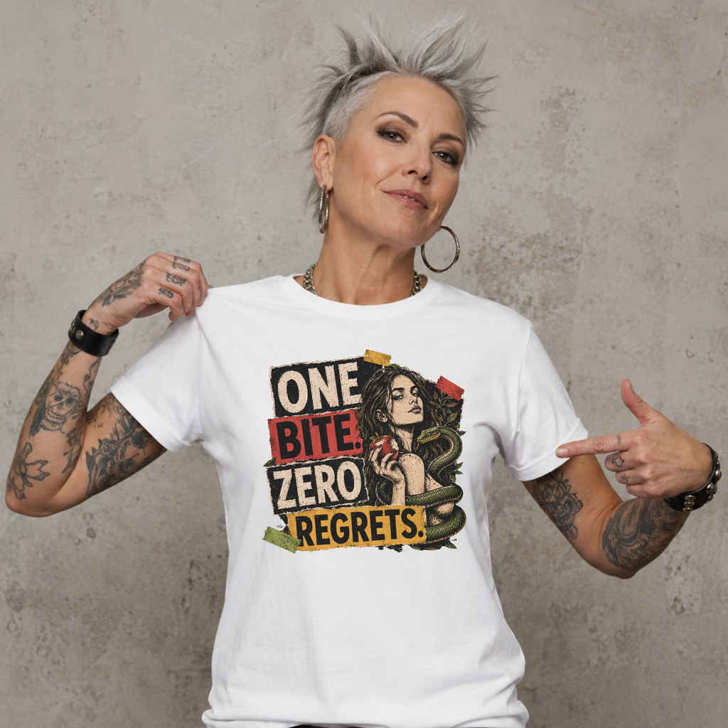 ONE BITE. ZERO REGRETS. - Heavy Cotton T-Shirt