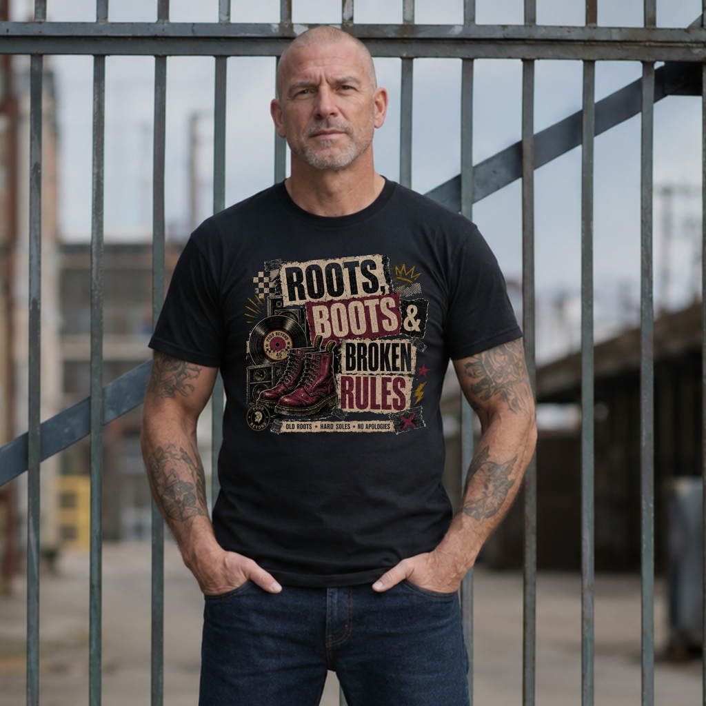 ROOTS, BOOTS, BROKEN RULES - Heavy Cotton T-Shirt