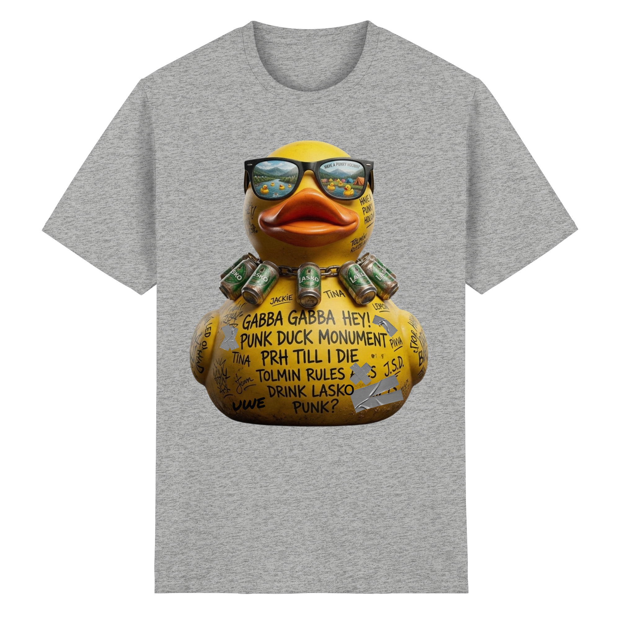 PUNK DUCK MONUMENT - Heavy Cotton T-Shirt
