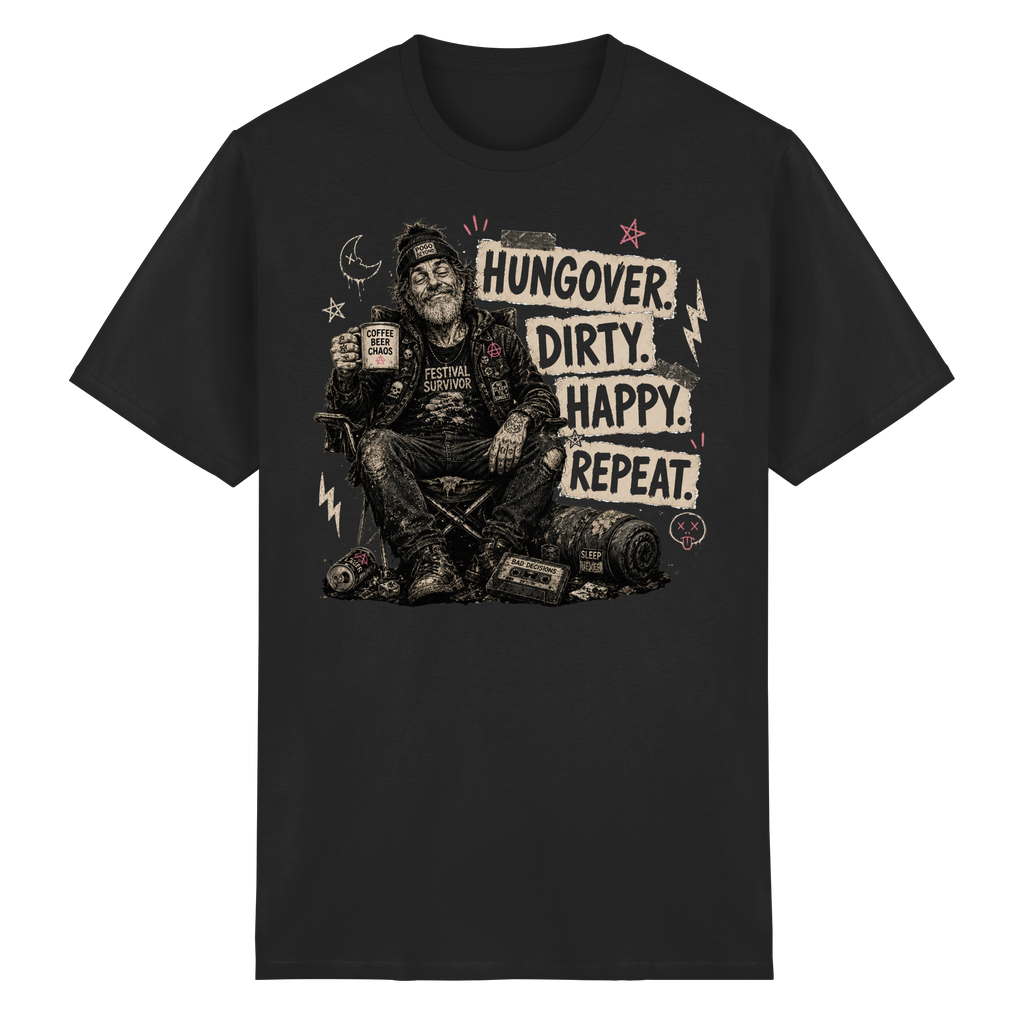 HUNGOVER. DIRTY. HAPPY. REPEAT. - Heavy Cotton T-Shirt