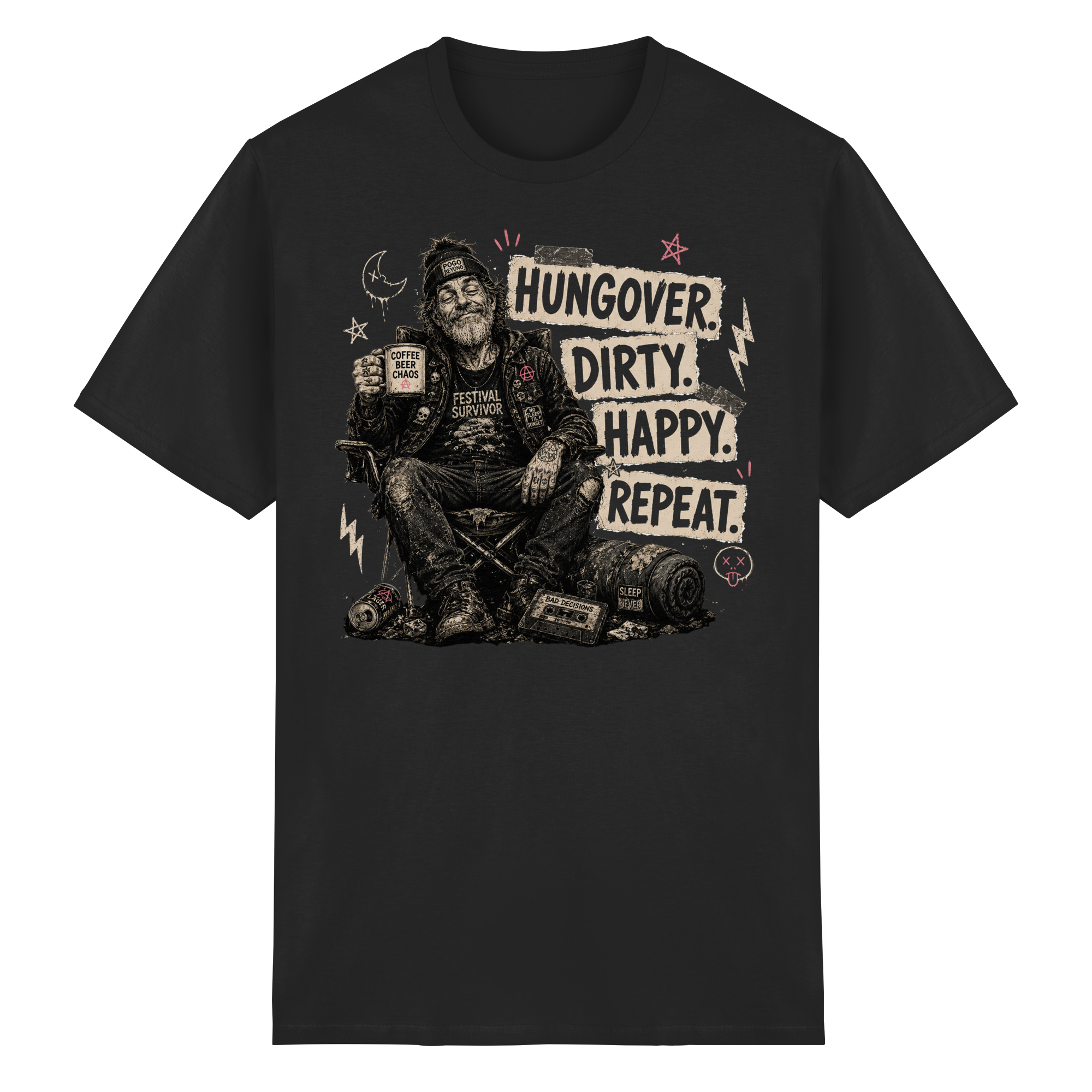 HUNGOVER. DIRTY. HAPPY. REPEAT. - Heavy Cotton T-Shirt