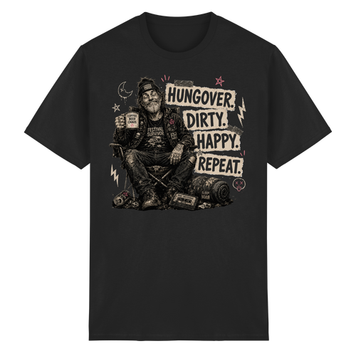 HUNGOVER. DIRTY. HAPPY. REPEAT. - Heavy Cotton T-Shirt