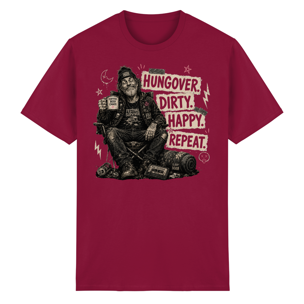 HUNGOVER. DIRTY. HAPPY. REPEAT. - Heavy Cotton T-Shirt