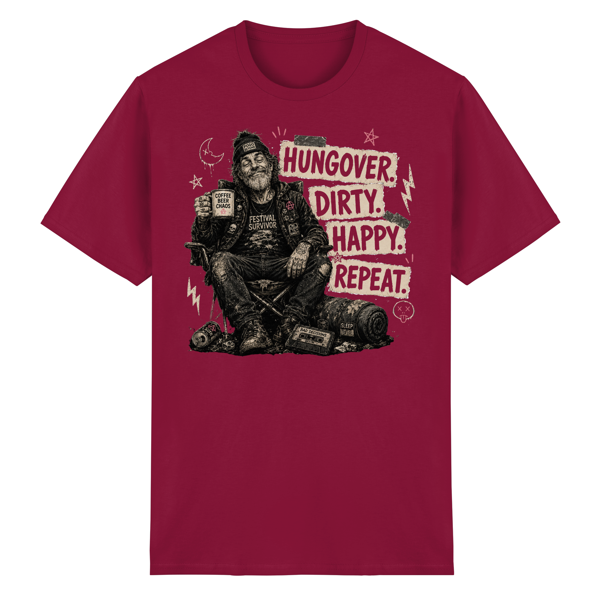 HUNGOVER. DIRTY. HAPPY. REPEAT. - Heavy Cotton T-Shirt