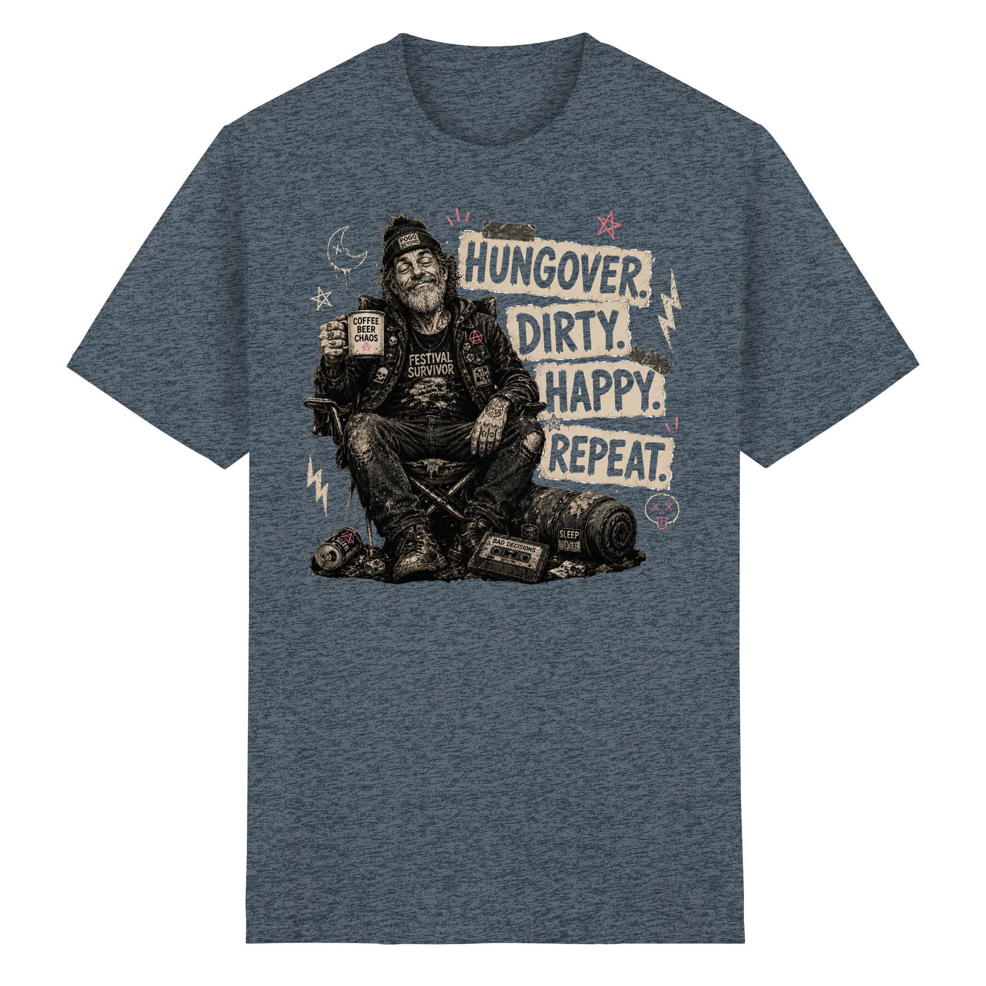 HUNGOVER. DIRTY. HAPPY. REPEAT. - Heavy Cotton T-Shirt