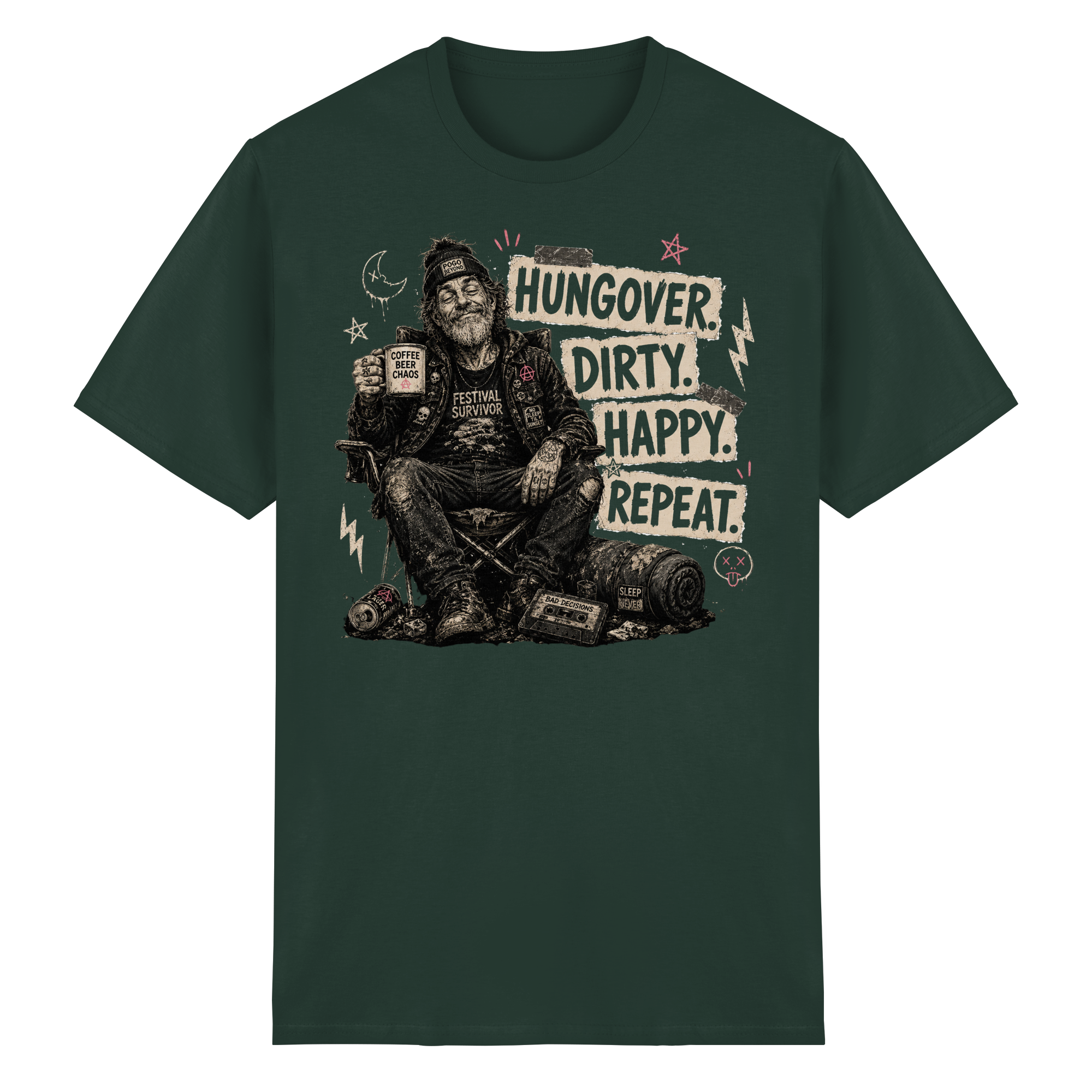 HUNGOVER. DIRTY. HAPPY. REPEAT. - Heavy Cotton T-Shirt