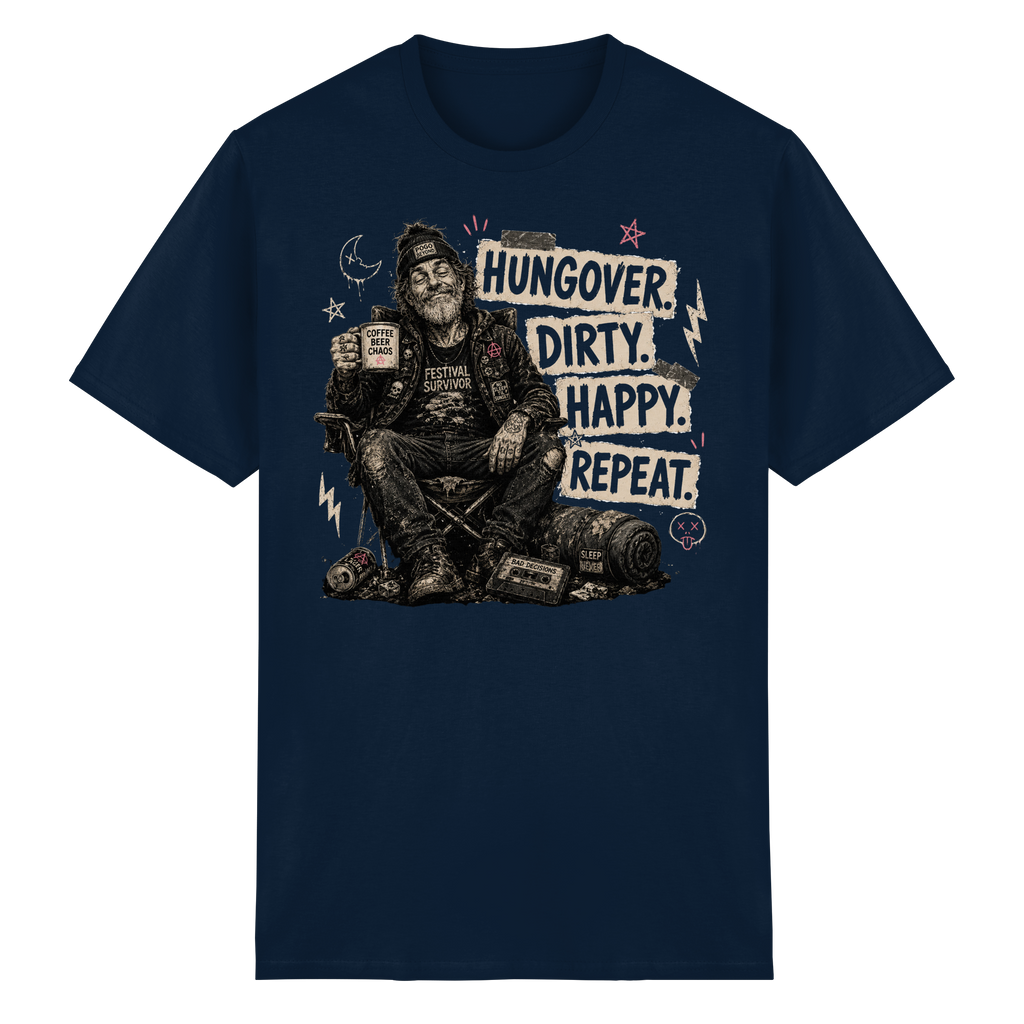HUNGOVER. DIRTY. HAPPY. REPEAT. - Heavy Cotton T-Shirt