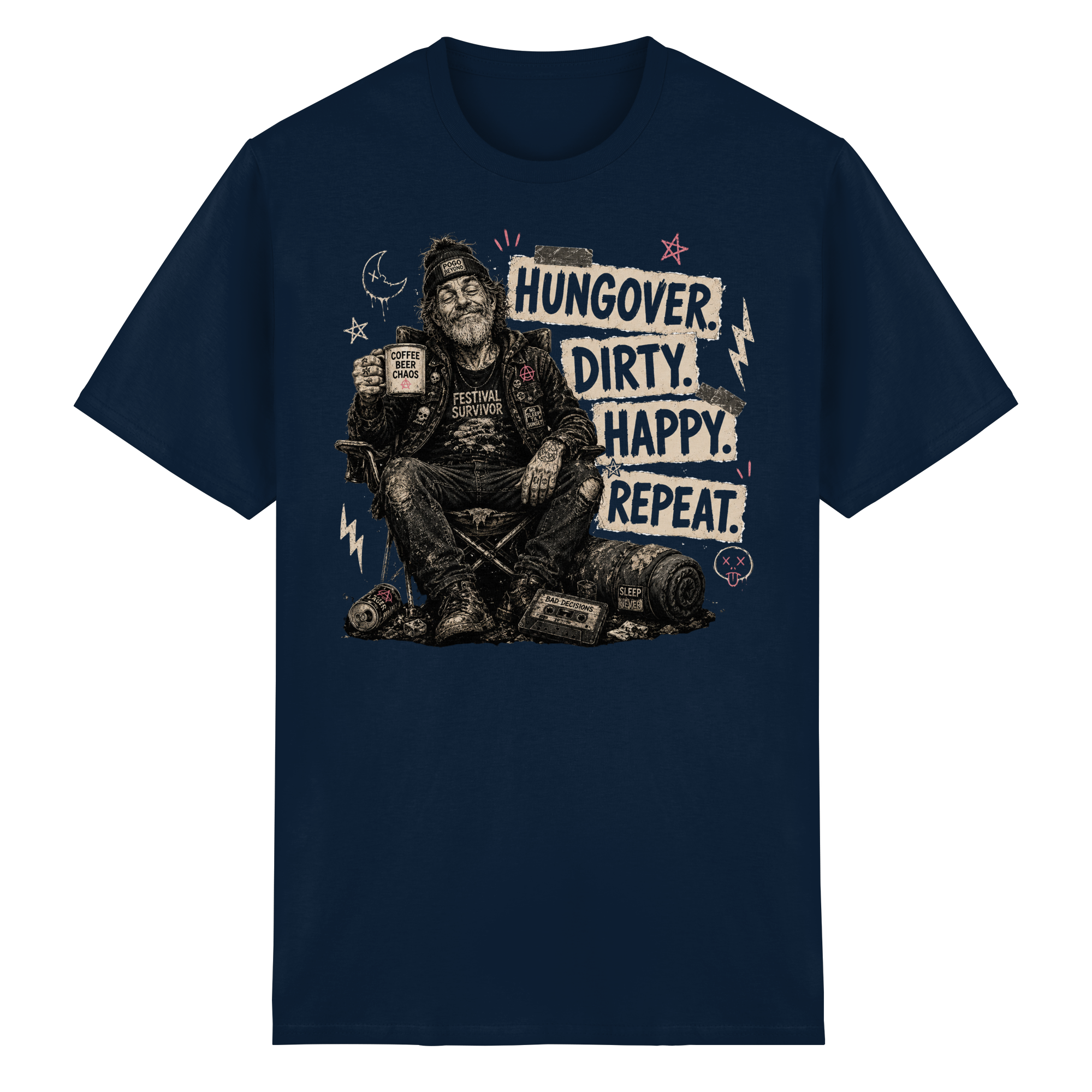 HUNGOVER. DIRTY. HAPPY. REPEAT. - Heavy Cotton T-Shirt