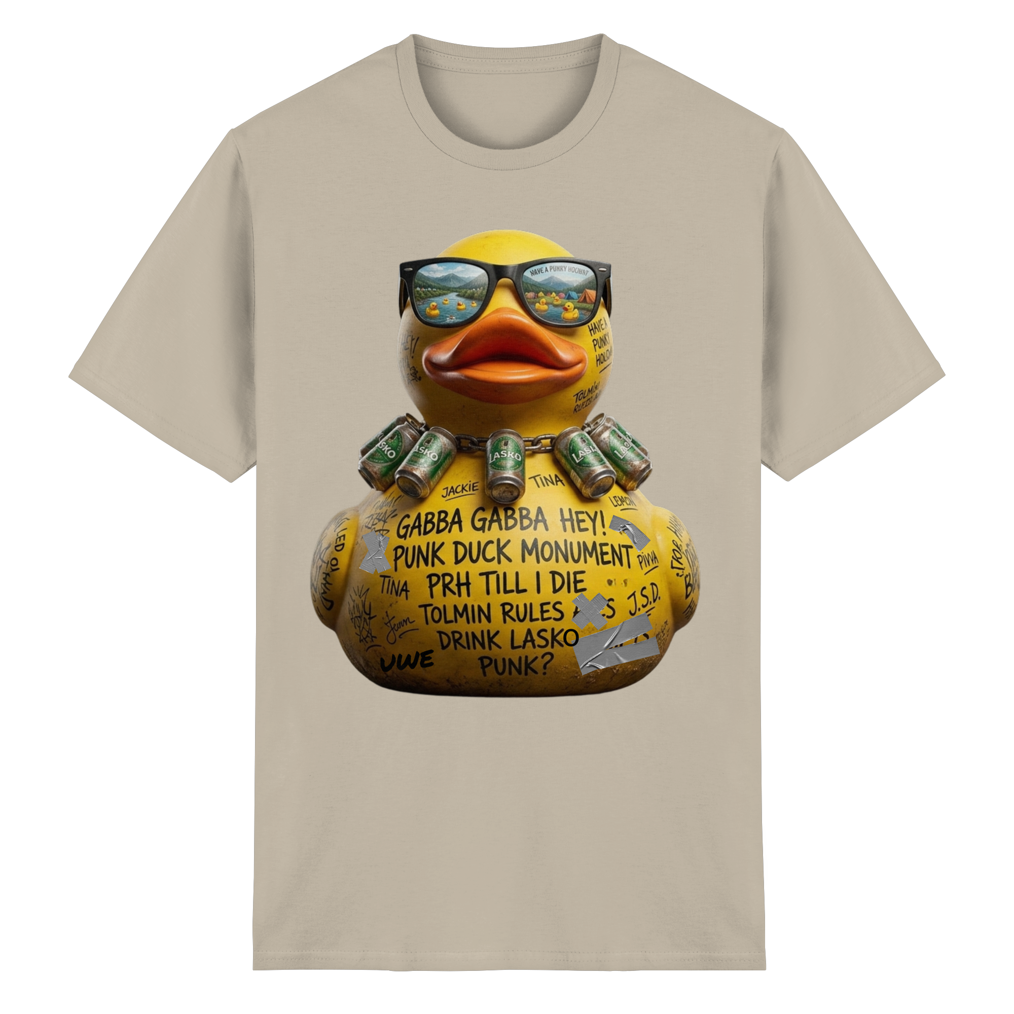 PUNK DUCK MONUMENT - Heavy Cotton T-Shirt