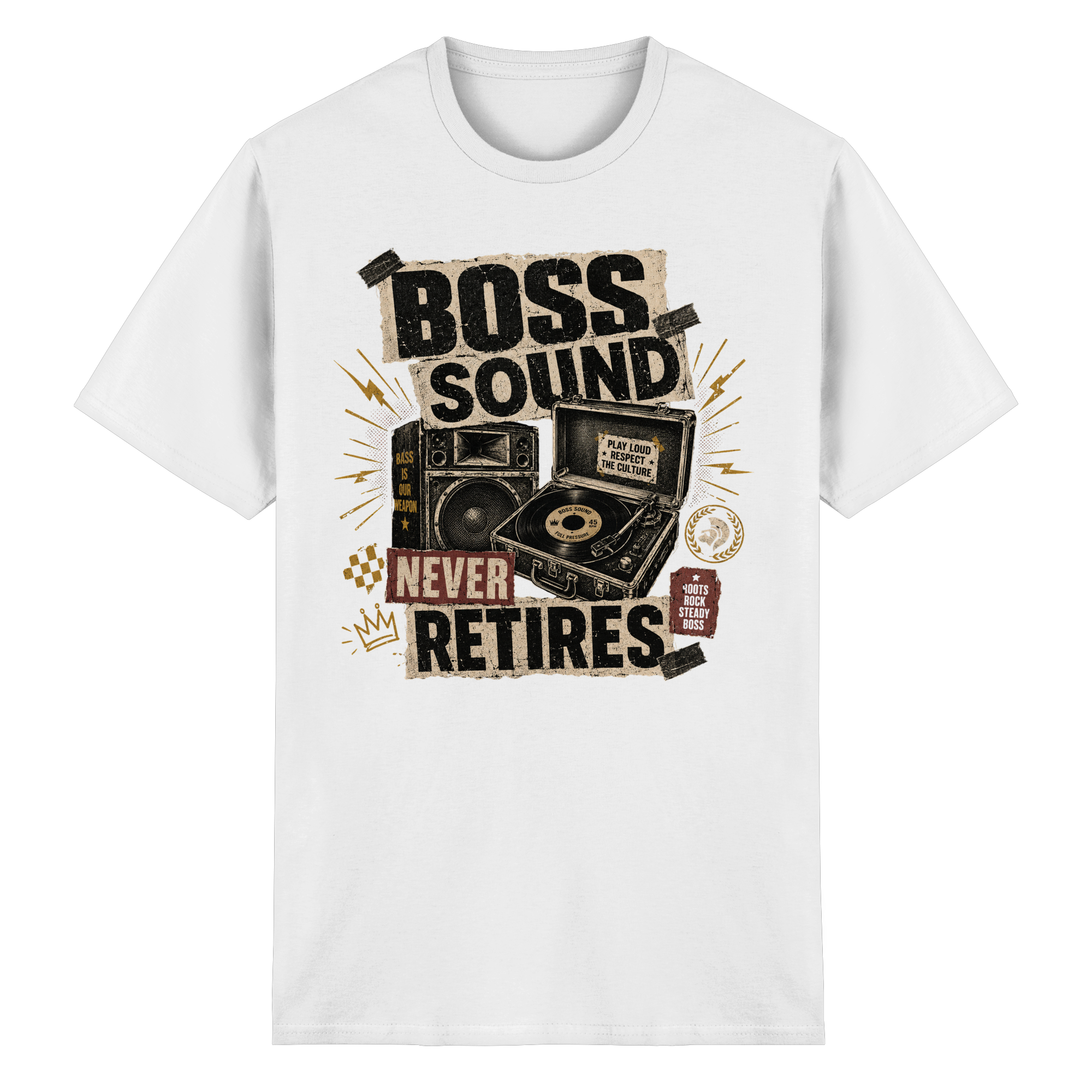 BOSS SOUND NEVER RETIRES - Heavy Cotton T-Shirt